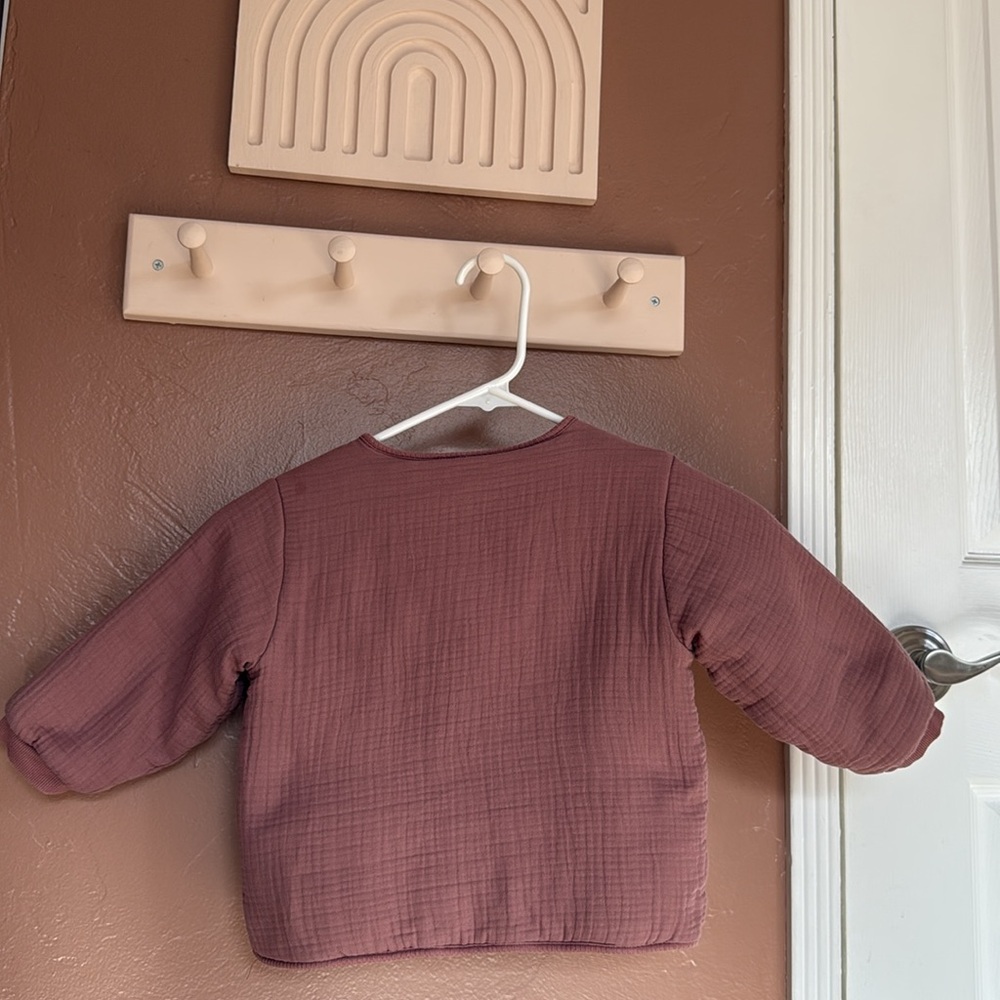 Quincy Mae Plum Quilted V-Neck Button Jacket - Picture 8 of 8